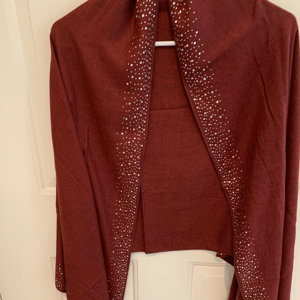Beautiful new cashmere maroon wrap w/ rhinestones